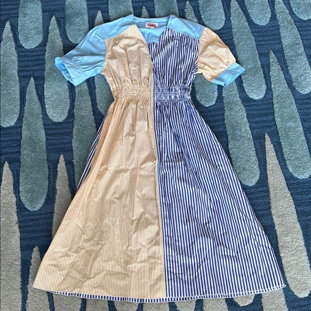 Solid & Striped Cotton Midi Dress with Puff Sleeve